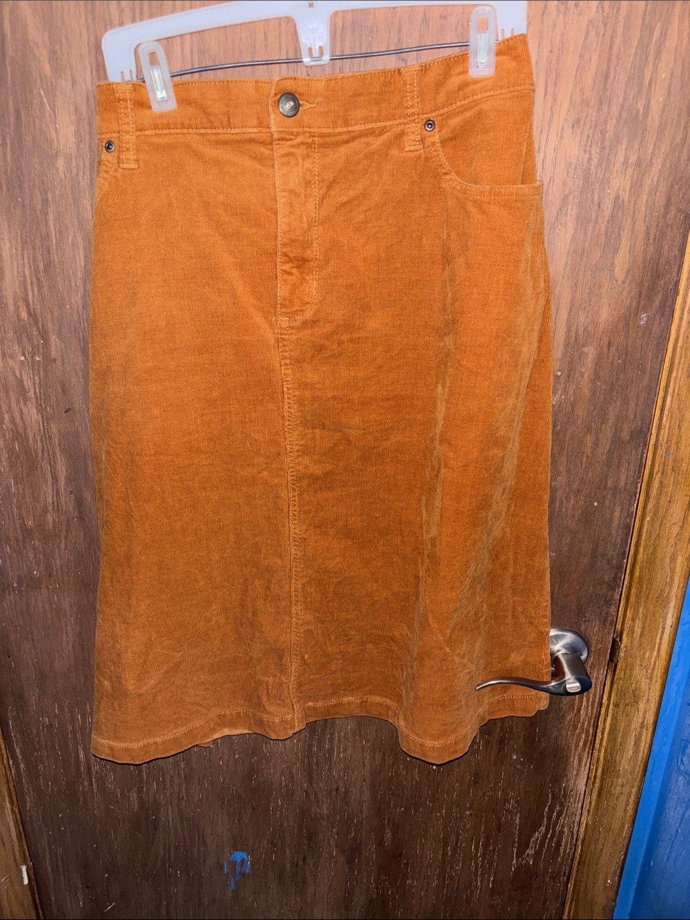 St. John's Bay Corduroy Midi Skirt in Rust Orange